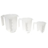 Lot de 3 verres mesureur 250/500/1000ml plastique blanc transparent