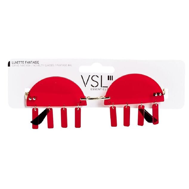 Lunettes fantaisies adulte rouge et pendants
