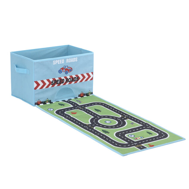 Boîte de rangement avec tapis de jeux circuit ou safari - 2 modèles