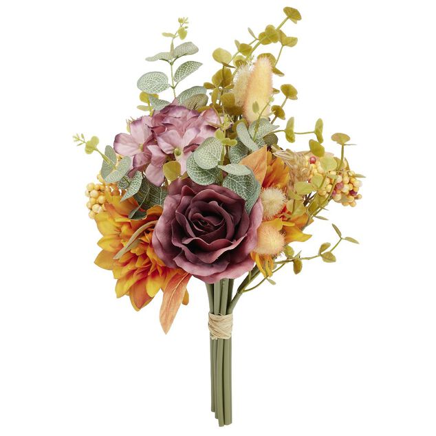 Piquet fleur artificielle &Oslash;18xH36cm jaune et violet