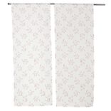 Vitrage blanc &agrave; fleurs 60X160cm x2