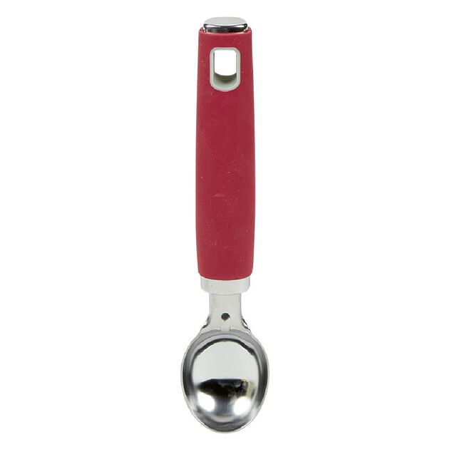 Cuillère à glace inox avec manche en polypropylène rouge