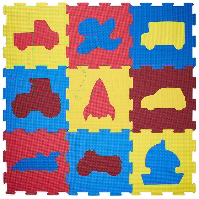 Tapis puzzle mousse 9 dalles 30,5x30,5cm avec formes d&eacute;tachables