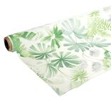 Toile cirée motif feuillage vert et blanc 140cm au mètre