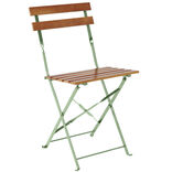 Chaise de jardin pliante Bali m&eacute;tal vert et bois 39x47xH.77 cm