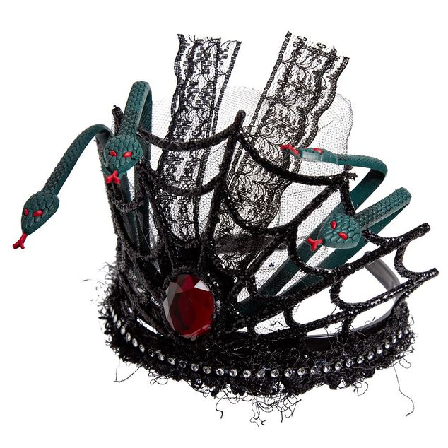 Diad&egrave;me noir serpent en plastique