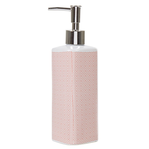 Distributeur de savon c&eacute;ramique carreau de ciment rose