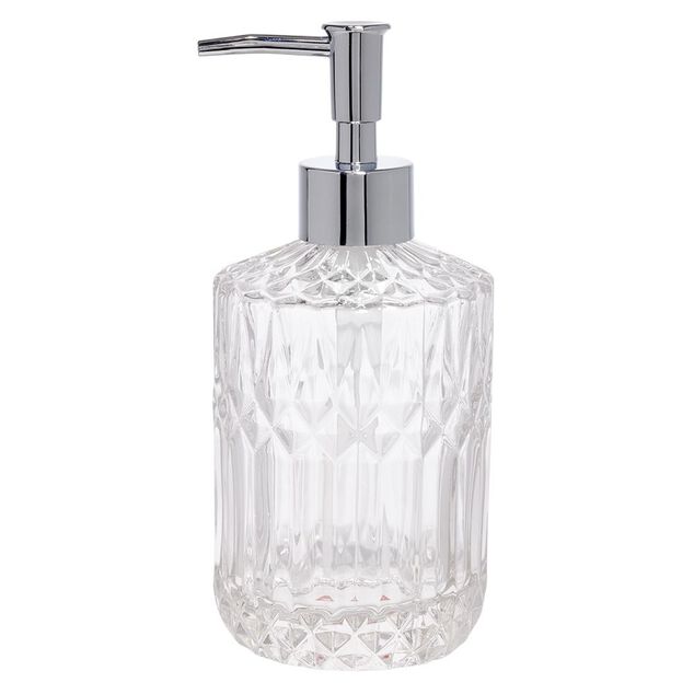 Distributeur de savon en verre effet cristallin transparent &Oslash;8xH17,5cm