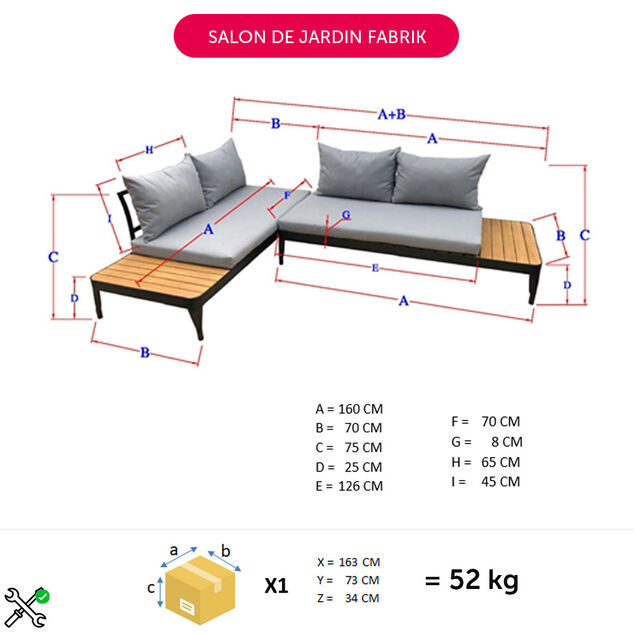Salon de jardin Fabrik m&eacute;tal et bois certifi&eacute; FSC&reg;