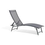 Bain de soleil Bahia pliant 5 positions gris 182x55xH34-92cm
