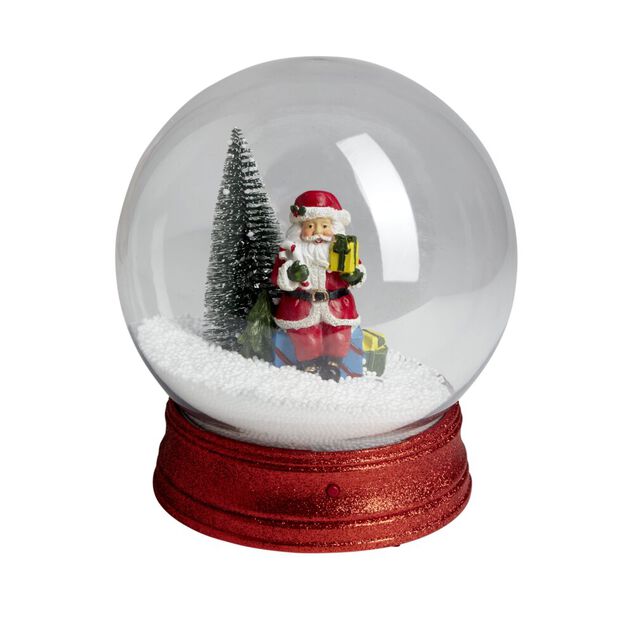 Boule &agrave; neige anim&eacute;e lumineuse musicale rouge &Oslash;21cm