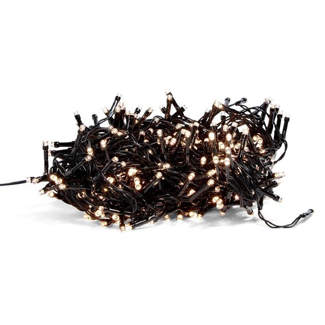 Guirlande solaire 400 LED clignotante blanc chaud 25 m