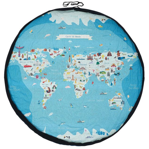 Tapis enfant 2 en 1 : tapis de jeu double face et sac de rangement