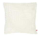 Housse de coussin effet tiss&eacute; fausse fourrure lapin 45x45cm cr&egrave;me