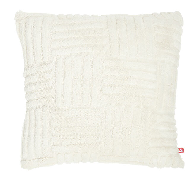 Housse de coussin effet tiss&eacute; fausse fourrure lapin 45x45cm cr&egrave;me
