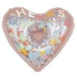 Porte-verre gonflable Funky forme coeur int&eacute;rieur paillettes multicolores 17x20cm