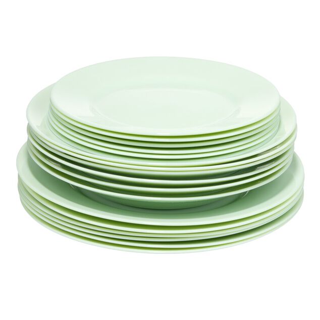 Service &agrave; vaisselle 18 pi&egrave;ces Luminarc Plumi Paradi verre vert p&acirc;le