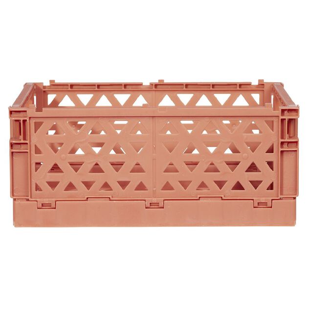 Caisse pliable avec porte-étiquette marron L25xl16,5xH10cm