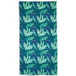 Sac serviette de plage 2 en 1 feuilles vert et bleu