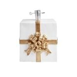 Pied de sapin forme cadeau blanc et doré 30x30xH34cm