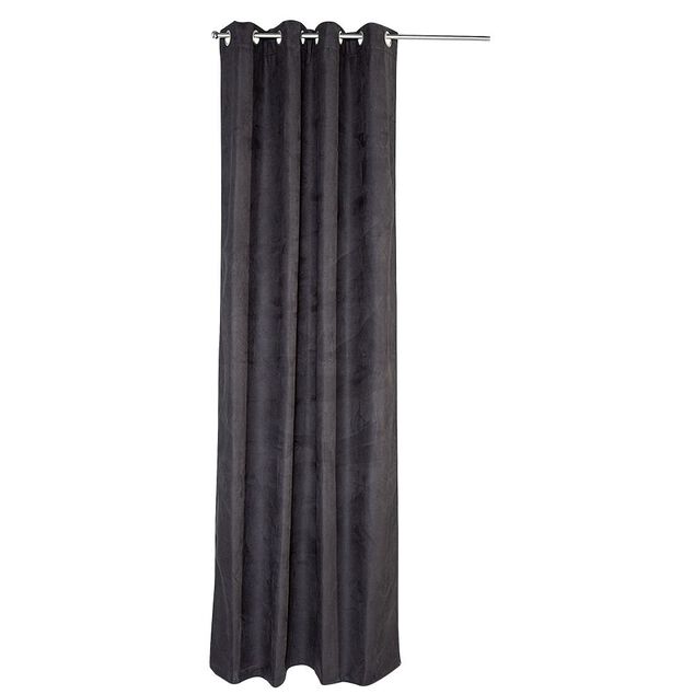 Rideau thermique polaire &agrave; oeillets uni noir 140x260cm
