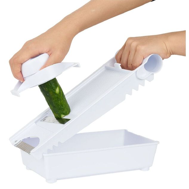 Mandoline multifonctions 5 en 1 en plastique et inox