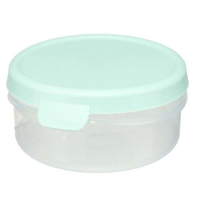 Bo&icirc;te alimentaire ronde 25cl x3 plastique avec couvercle &Oslash;10xH4cm (3 mod&egrave;les)