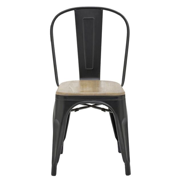 Chaise de jardin Fabrik acacia naturel et m&eacute;tal noir 51,5x44xH82,5 cm