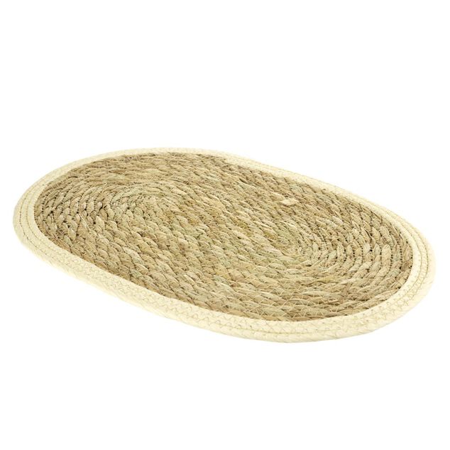 Set de table ovale jute naturel et bord beige 30x45cm
