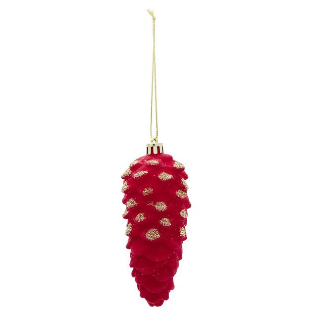 Pomme de pin rouge &agrave; suspendre No&euml;l