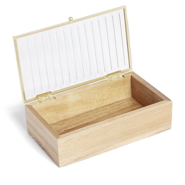 Bo&icirc;te bois d'acacia et verre taille L 18x10x5,3cm
