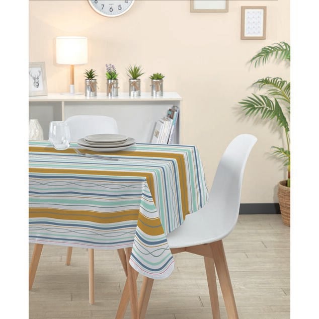 Nappe rectangulaire polyester anti t&acirc;che bayad&egrave;re jaune bleu blanc