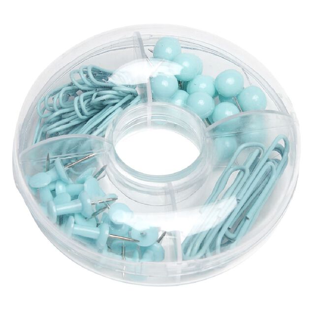 Set de papeterie 4 en 1 80 pi&egrave;ces de couleur bleue