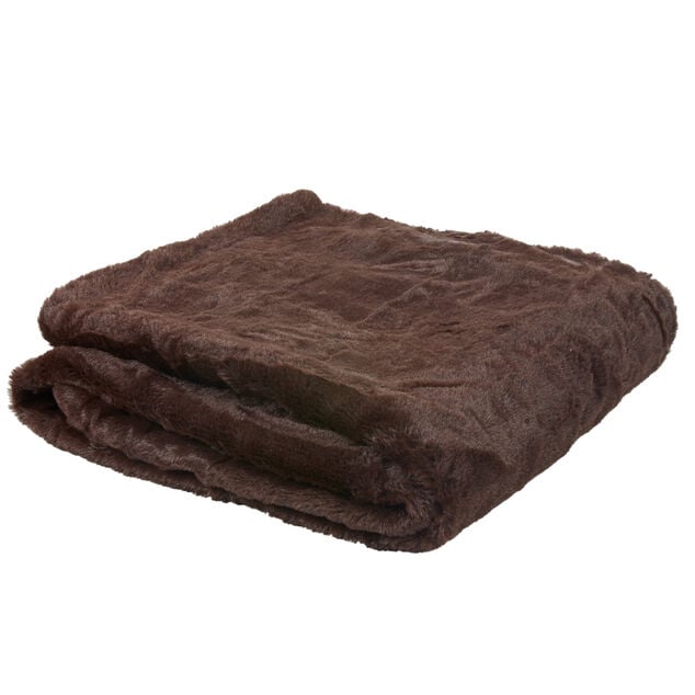 Plaid imitation fourrure uni marron polyester 300 g/m&sup2;