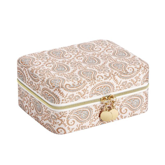 Bo&icirc;te &agrave; bijoux motif color&eacute; indien grand mod&egrave;le 10x10xH5cm (2 mod&egrave;les)
