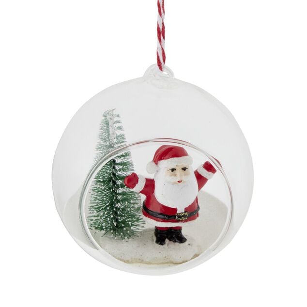 Boule de No&euml;l en verre ouverte avec d&eacute;cor int&eacute;rieur &Oslash;8cm- 3 mod&egrave;les