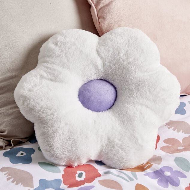 Coussin fleur marguerite blanc &Oslash;38cm (2 mod&egrave;les)