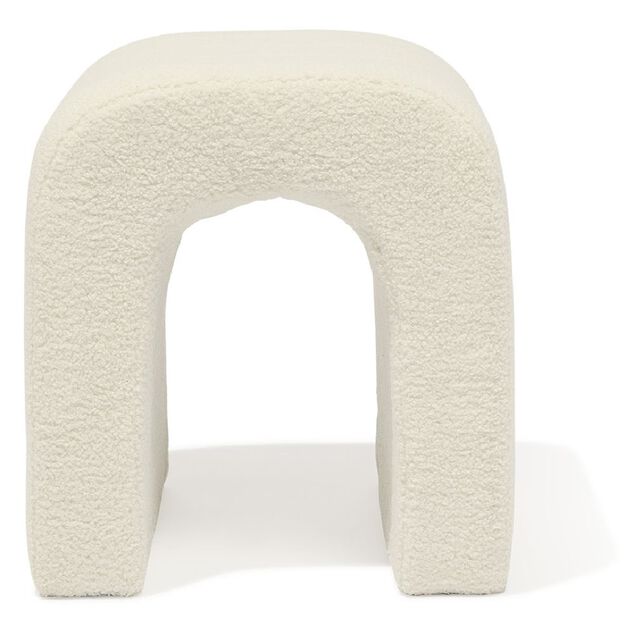 Bout de canap&eacute; Joseph curly effet laine boucl&eacute;e blanc - L40xP40xH45 cm