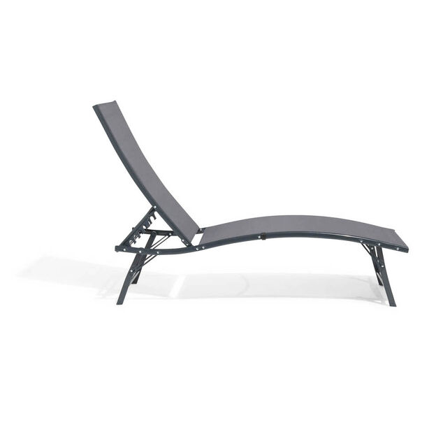 Bain de soleil Bahia pliant 5 positions gris 182x55xH34-92cm