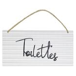 Pancarte d&eacute;corative pi&egrave;ces de la maison en m&eacute;tal blanc