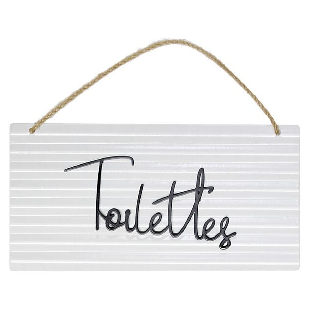 Pancarte d&eacute;corative pi&egrave;ces de la maison en m&eacute;tal blanc