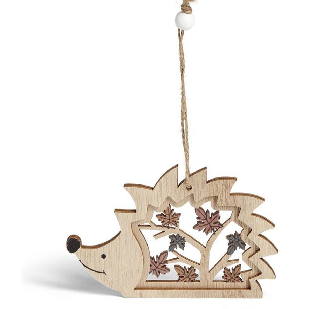 Suspension de No&euml;l for&ecirc;t en bois ajour&eacute; H10cm - 4 mod&egrave;les