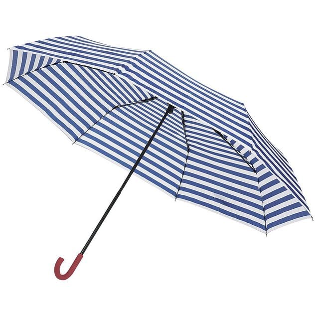 Parapluie canne &agrave; rayures bleues et blanches