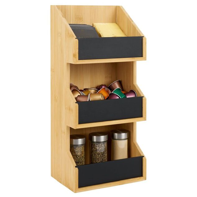 Étagère 3 niveaux bambou naturel 40x18xH13cm