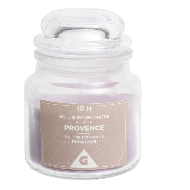 Bougie parfumée dans bonbonnière en verre H6cm (6 modèles)