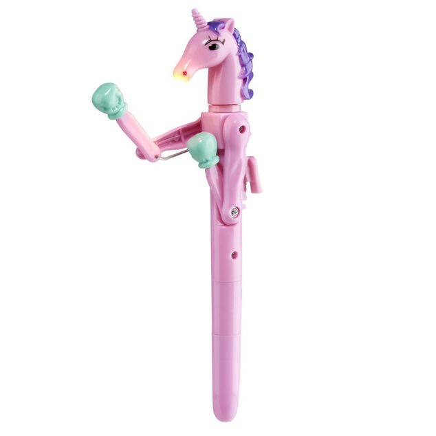 Stylo LED licorne articul&eacute; L19cm (2 mod&egrave;les rose ou blanc)