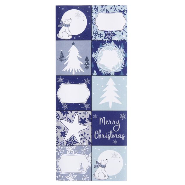 Papier cadeau No&euml;l rouleau x3 avec 20 &eacute;tiquettes autocollantes bor&eacute;al