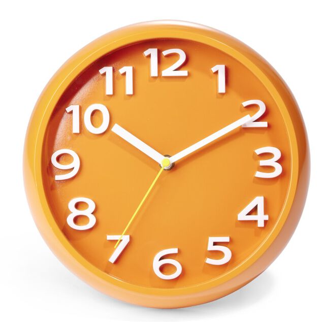 Horloge ronde plastique orange &Oslash;25cm