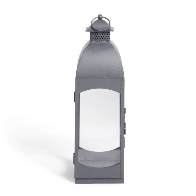 Lanterne rectangulaire vitr&eacute;e m&eacute;tal noir 13x12xH40,5cm