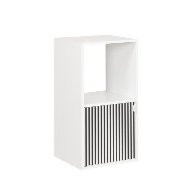 &Eacute;tag&egrave;re Adam 2 cases dont 1 porte bois blanc 30x29,5xH60,5cm